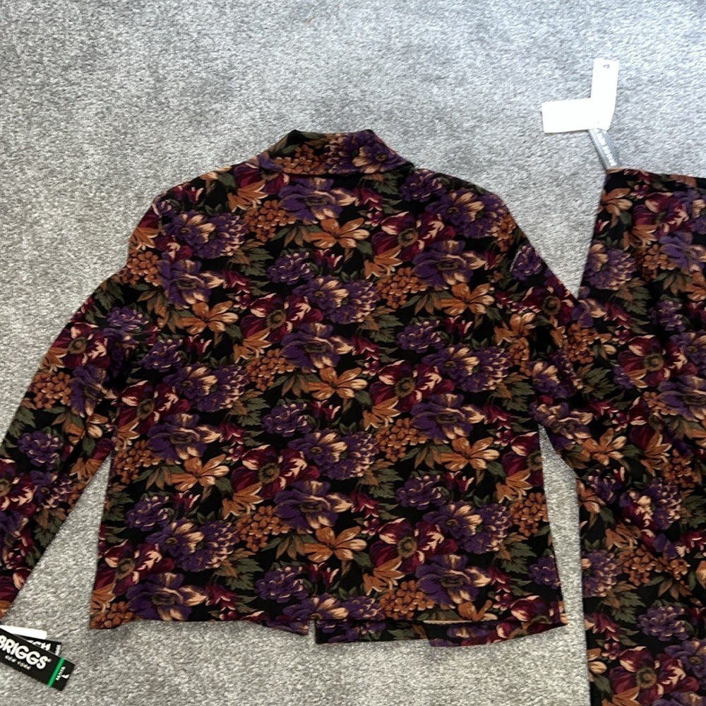 Briggs New York Purple and Brown Floral Jacket & Skirt Coord Set - Picture 10 of 10
